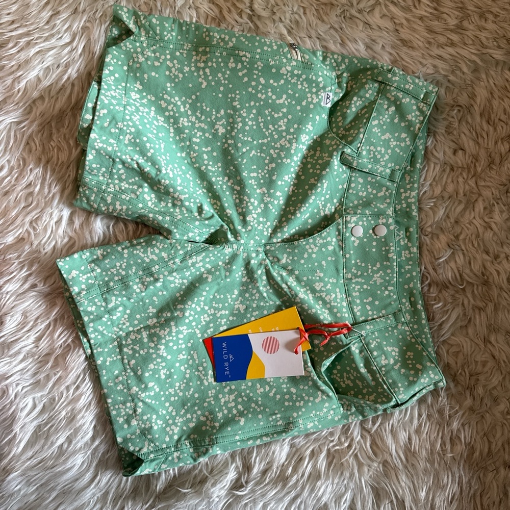 Green Patterned Women's Shorts